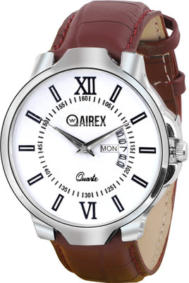 Airex White Day and Date Function Dial Brown Leather Strap Analog Watch - For Men AIR DD Strap 1 Analog Watch  - For Men