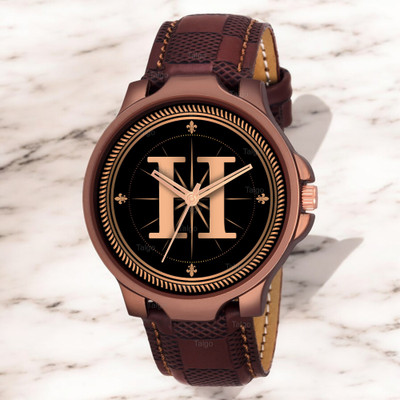 Natrix ALPHA-H-3K-BRW-CHL Fancy Design Stylish ALPHABET H Dial Brown Leather Strap Men Wrist Watch Analog Watch  - For Boys