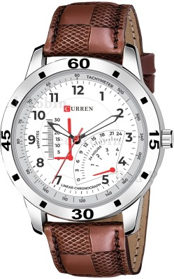 Talgo CURREN-W-AVO-SIL-BRW-CHL CURREN Design Stylish Brown Leather Strap Wrist Watch for Men and Boys Analog Watch  - For Men