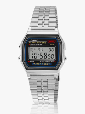 CASIO A159W-N1DF Vintage Black Dial Silver Stainless Steel Band Digital Watch  - For Men & Women