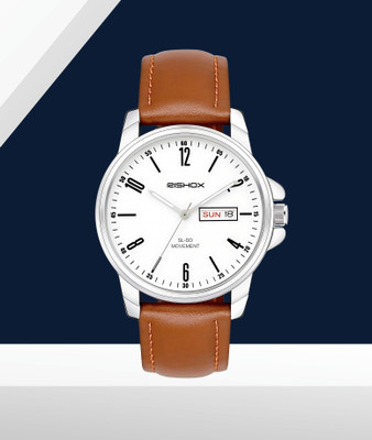Rishox Brown Leather Strap, White Dial RISHOX Classic Collection Analog Watch  - For Men