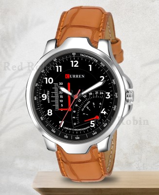 Talgo CURREN-B-3K-SIL-TAN-CRL CURREN Design Stylish Brown Leather Strap Wrist Watch for Men and Boys Analog Watch  - For Men