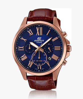 CASIO EFV-500GL-2AVUDF Edifice EFV-500GL-2AVUDF Blue Dial Brown Leather Band Analog Watch  - For Men