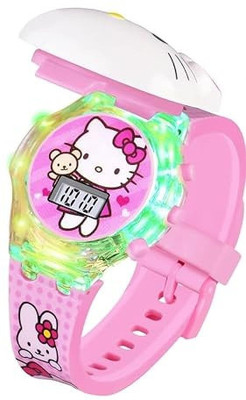HYDEY Watch Special Gift For Kids Face Based Toy Design Digital Glowing Watch With Disco Music & Light Digital Watch  - For Girls