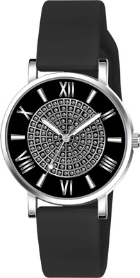 CRESTELLO CR-L357-BLK Black Silicone Strap Analog Watch  - For Women