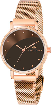 CRESTELLO CR-RG152-BRW Rose Gold Plated Mesh Chain Analog Watch  - For Women