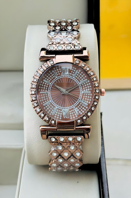 NITYA DRW023 - FULL BROWN Stylish Design Analog Chain Watch Watch for Girls Womens Watch and Bracelet Set Elegant Womens Diamond Watches Shiny Rhinestone Analog Watch  - For Women