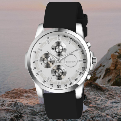 AWEX A_TS09_BlackBelt_SilverDila_21 Trendy black silicone strap watch with a refined silver dial for men Analog Watch  - For Men