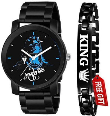 Vtrack Mahakal Big Dial All Black Analog Watch With Bracelet For Men Analog Watch  - For Men