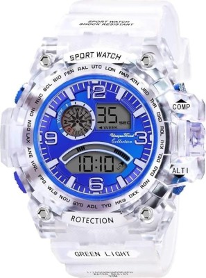 Alkhwatches Aqua Attractive Sporty Digital Watch with Sleek, Transparent Strap Clear Design Fusion - Transparent Digital Watch  - For Men