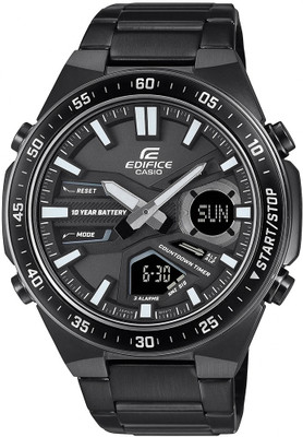 CASIO EFV-C110DC-1ADF Edifice Black Dial Black Stainless Steel Band Analog-Digital Watch  - For Men