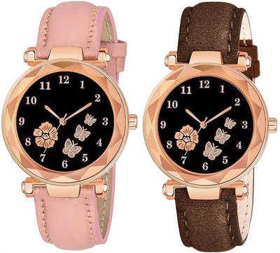 just like CFD-8896 combo 2 watch analog leathers strap flowers Stylish watches For Girls And Women Analog Watch  - For Girls