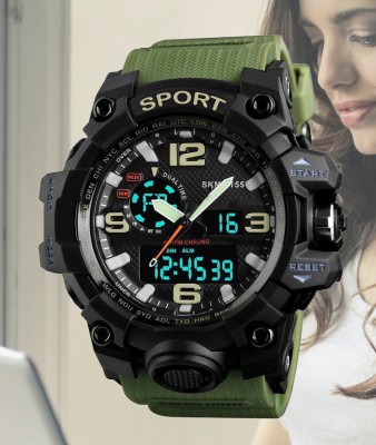 AWEX SKM 1155 Green Green Band Sports Watch with a Multifunction Design Analog-Digital Watch  - For Boys