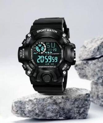 FADISO Sports Multi-Functional All Black Silicone Strap Digital watch for Boys Digital Watch  - For Men