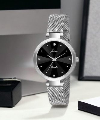 JAINX Black Dial Steel Mesh Chain Analog Watch  - For Women