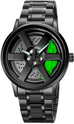 Rawk Car wheel watch | Spinning watch | Roatating watch | Gyro watch | Analog Watch Car Wheel Watch - Red Analog Men's Wristwatch with Spinning Rotating Dial Analog Watch  - For Men & Women
