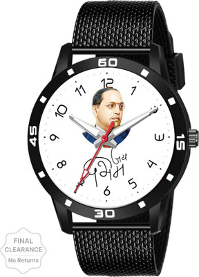 BRATON jai bheem ambedkar watch Jai Bheem Watch White Dial&Black Strap Analog Watch  - For Boys