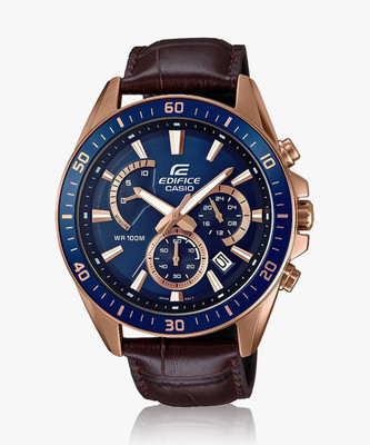 CASIO EFR-552GL-2AVUDF Edifice EFR-552GL-2AVUDF Blue Dial Brown Leather Band Analog Watch  - For Men