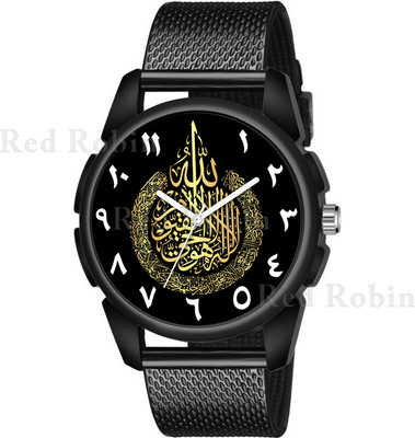 Red Robin AYATULKURSI-J16-BLK-SFR AYATUL KURSI Design Stylish Strap Wrist Watch for Muslim Men and Boys Analog Watch  - For Men