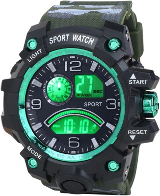 Trex 6004 Digital Sport Dial Militry Green Color Strap Multi Function Working Men Watch Digital Watch  - For Boys