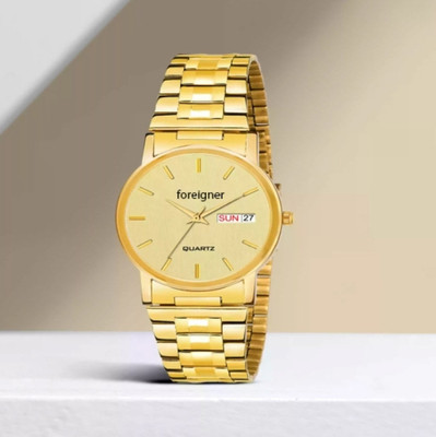 foreigner Analog Round Gold dial date Analog Watch  - For Boys