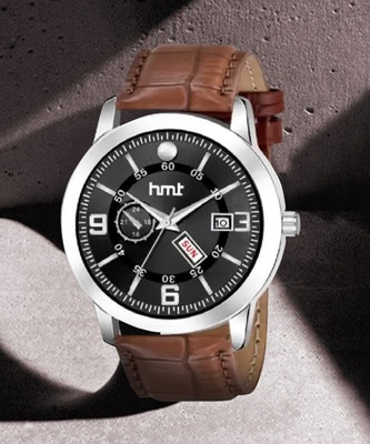 HMT DLX Black Dial Day & Date Analog Watch  - For Men