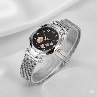 Moover Stylish Black Analog Girls Watch with Magnetic Strap & Fancy Butterfly Dial Analog Watch  - For Girls