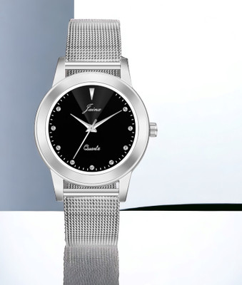 JAINX Black Dial Steel Mesh Chain Analog Watch  - For Women