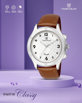 TIMEWEAR 316WDTG TIMEWEAR New Track White Number Dial Brown Leather Strap Analog Watch  - For Men