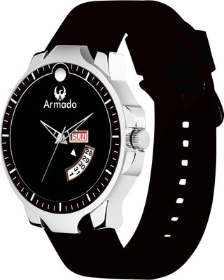 ARMADO AR-MH-1381439-Black Silicon strap Day And Date Working with stylish analog watch for boys Analog Watch  - For Men