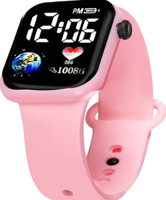 THMT NEW 2024 Latest Trending Square Dial Pink LED Watch Digital Watch  - For Boys