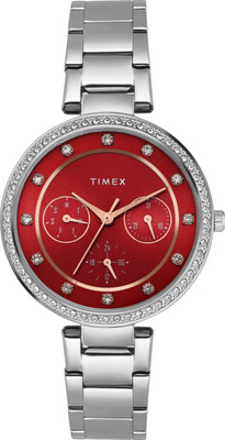 TIMEX TWEL18704 Red Round Dial Quartz Analog Watch  - For Women