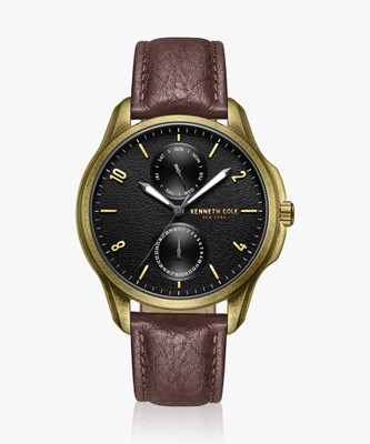 Kenneth Cole Modern Dress Sport Black Dial and Brown Leather strap Analog Watch  - For Men
