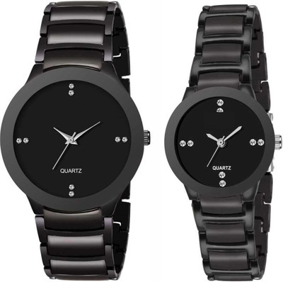 NESROR IIK-BIG-SMALL-COMBO Black Chain Belt Analog Watch  - For Couple