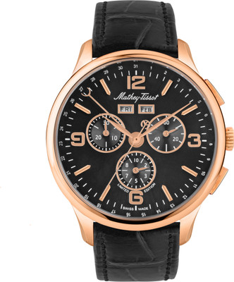 Mathey-Tissot H1886CHPSN Swiss Made Edmond 5040F Chronograph Quartz Black Dial Analog Watch  - For Men