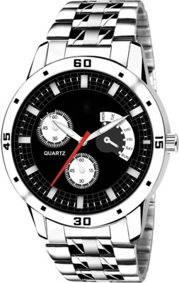 Empere EMPERE Stylish watch Silver Stainless Steel With Adjustable Lock Black Dial Analog Watch  - For Men