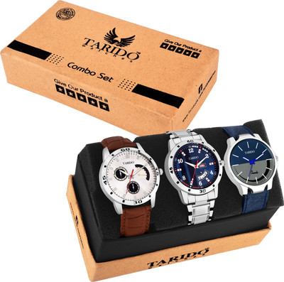 Tarido Combo_3Watch_009 New Generation Multicolor dial Multicolor Genuine Leather Strap Analog Wrist Analog Watch  - For Men