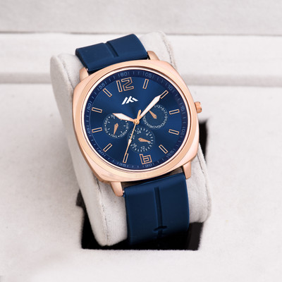 Loretta LT-58 New Latest Blue Silicone Strap Embossed Textured Sqaure Dial Analog Watch  - For Men