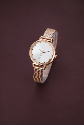 Rizino Solid Simple Designer Round Dial Attractive Stainless Steel Belt Solid Simple Designer Round Dial Attractive Stainless Steel Belt Analog Watch  - For Girls