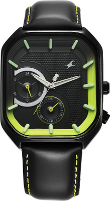 Fastrack Fastrack Groove Groove Multifunction Black Dial Guy's Leather Watch with Lume indices Analog Watch  - For Men