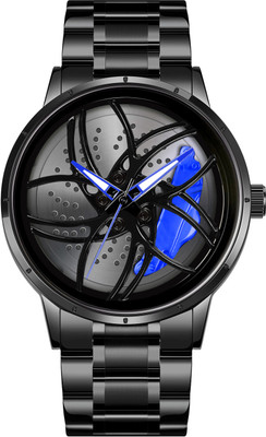 IIK Collections IIK-5023M Men Car Wheel Watch With Spinning Car Rim Design Analog Watch  - For Boys