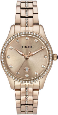 TIMEX Date Display, Rose Gold Dial Analog Watch  - For Women