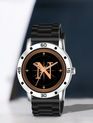 PRATHSY ALPHA-N-AVO-SIL-CDBLK-1 Alpha Heritage Collection N Black Strap Watch for Man & Boys Analog Watch  - For Men
