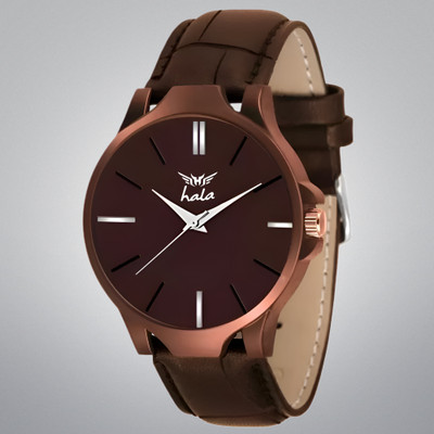 HALA HL-1045 All Brown | Minimalist | Premium | Leather Strap | Water Resistant | Analog Watch  - For Men