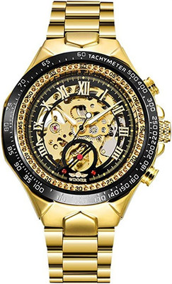Khrist Effortless Elegance: Self-Winding Timepiece Assortment Auto Kinetics Classic Ease: Timepiece Portfolio Inside Revolving Gears Analog Watch  - For Men