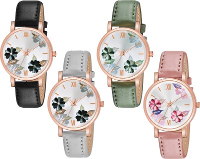 just like combo4 Women And Girls Leathers Strap Combo Watch Analog Watch  - For Women
