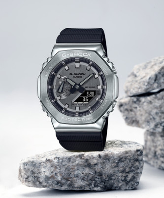 CASIO GM-2100-1ADR G-SHOCK Silver Dial Black Resin Strap Analog-Digital Watch  - For Men