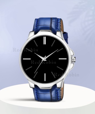 Sky Mart LR05-BLK-3K-SIL-BLU-CRL Fancy Design Stylish Blue Leather Strap Wrist Watch for Men and Boys Analog Watch  - For Men