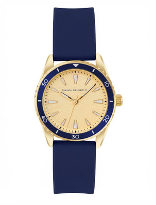 French Connection FCW13UL Gift set Blue Jewellery | Women's Gold Textured Dial Blue Watch Analog Watch  - For Women