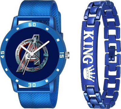MAHAVIRA COLLECTION AVENGERS_BLUE_WITH_BLUE_KING_BRACELET Professional Casual+PartyWear+Formal Designer Classic New For Boys And Mens Analog Watch  - For Men